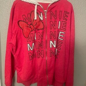 Red Minnie Mouse zip-up hoodie